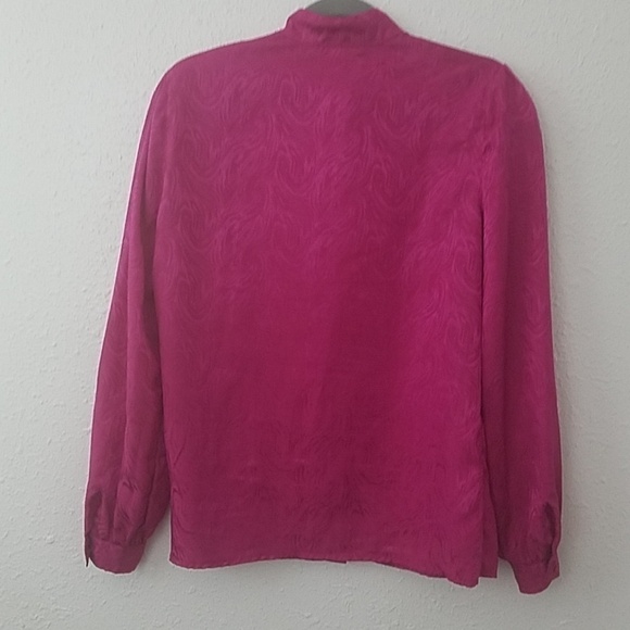 vintage pink Elissa blouse sz 12 shoulder pads cuffs - Picture 8 of 8